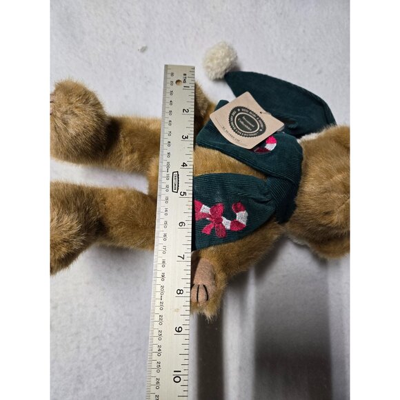 Boyds Bear B.J Bearricane Plush Bear with Green Candy Cane Scarf and Green Hat - Picture 9 of 15